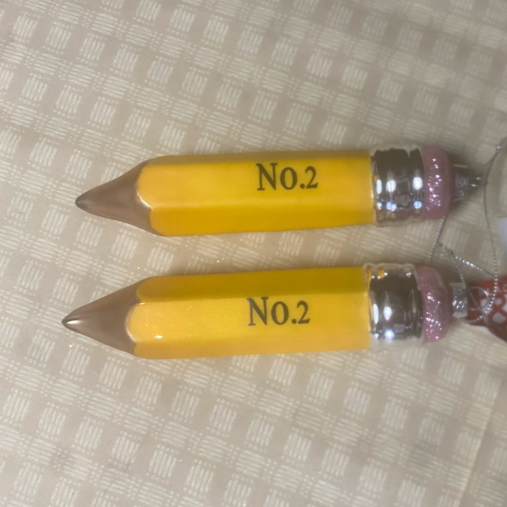 Glass No 2 Pencil Christmas Ornaments